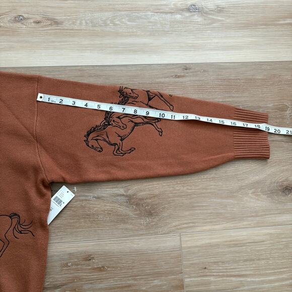 Anthropologie Montana Horses Mock-Neck Half-Zip Sweater Bronze M - Picture 4 of 8